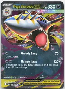 Mega Sharpedo ex 061/094 Double Rare Phantasmal Flames Pokemon Near Mint - Image 1