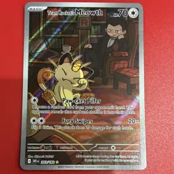 Pokemon TCG Team Rocket's Meowth #203/182 SV10 Illustration Rare Holo EN 70HP - Image 1