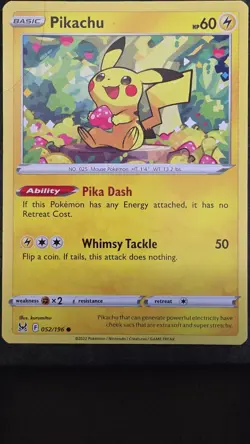 Pokemon TCG Pikachu Sword & Shield - Lost Origin 052/196 Regular Common - Image 1