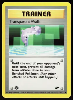 Transparent Walls 125/132 Common Gym Challenge Pokemon 1st Edition NM 01-08-98 - Image 1
