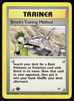 Brock's Training Method 106/132 Gym Heroes Pokemon 1st Edition NM 01-08-79 - Image 1