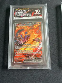 Team Rocket's Moltres EX 229/182 Stamped ACE 10 Graded perfect subgrades pokemon - Image 1