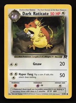 Pokemon TCG Dark Raticate Team Rocket 51/82 Regular MP Vintage - Image 3