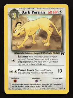 Pokemon TCG Dark Persian Team Rocket 42/82 Regular LP. - Image 1