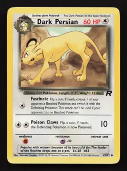 Pokemon TCG Dark Persian Team Rocket 42/82 Regular LP. - Image 3