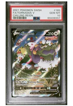 2021 Pokemon SWSH Chilling Reign Tornadus V Alt Alternate Art 185/198 PSA 10 - Image 3