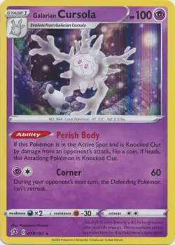 Cursola 079/192 Holo Rebel Clash Pokemon Card NM - Image 1