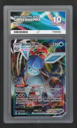 Glaceon VMAX Evolving Skies English Ace 10 Gem Mint Pokemon Card #041 Holo 2021 - Image 1
