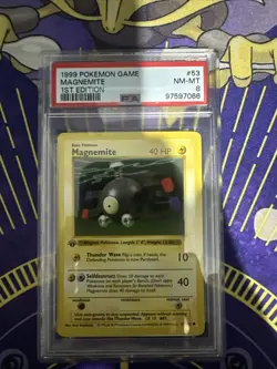 PSA 8 - Pokemon Card - Base 53/102 - MAGNEMITE (common) *1st Edition* - NM-MT - Image 1