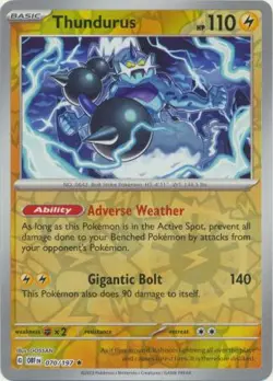 Thundurus 70/197 Reverse Holo | Obsidian Flames | Pokemon Card - Image 1