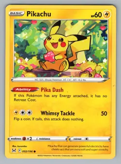 PIKACHU 052/196 C LOST ORIGIN POKEMON LP LOR 2022 - Image 1