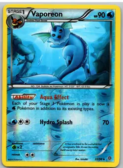 Vaporeon 22/98 Uncommon Ancient Origins Pokemon Reverse Holo - Image 1