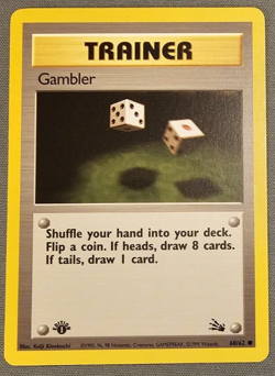 NM/EX+ Gambler - 60/62 - 1st Edition - Fossil - Pokemon Card - Image 1
