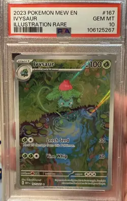 Pokemon TCG Ivysaur Illustration Rare Card 167/165 S&V 151 PSA10 GEM MT English - Image 1