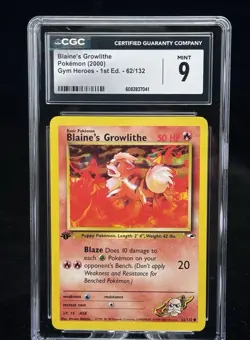 Blaine’s Growlithe #62 1st Edition Gym Heroes 2000 Pokemon CGC 9 🔥 - Image 1