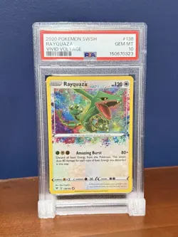 2020 Pokemon Sword & Shield Vivid Voltage Rayquaza Amazing Rare #138 PSA 10 - Image 3