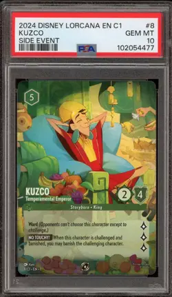 Disney Lorcana Kuzo Emperor NA/EU Champs Side Event Promo 8/C1 PSA 10 Gem Mint - Image 1