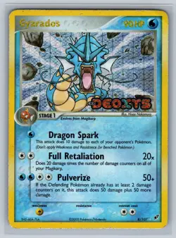 Gyarados 8/107 Holo Rare Deoxys Pokemon Reverse Holo Damaged - Image 1