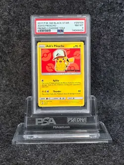 2017 POKEMON SM BLACK STAR PROMO I CHOOSE YOU! #SM109 ASH'S PIKACHU PSA 8 ⭐⭐⭐⭐⭐ - Image 1
