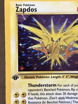 1999 Pokemon TCG Zapdos Fossil Holo Card 15/62 1st Edition Rare - Image 2