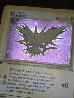 1999 Pokemon TCG Zapdos Fossil Holo Card 15/62 1st Edition Rare - Image 4