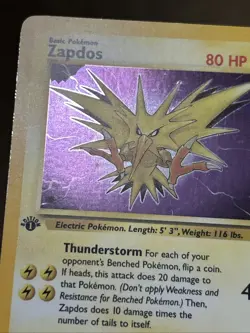 1999 Pokemon TCG Zapdos Fossil Holo Card 15/62 1st Edition Rare - Image 5