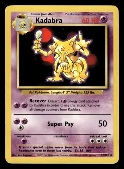 Kadabra 32/102 Uncommon Base Set Pokemon Card - 5 - Image 1