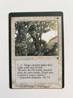 MtG *miscut* Icatian Scout MP Fallen Empires error off center Magic Gathering - Image 1