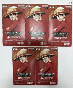 5x ENGLISH One Piece CCG: Carrying On His Will - Sleeved Booster Pack lot OP-13 - Image 1