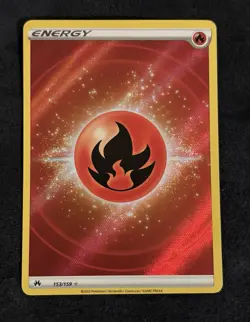 Pokemon TCG Crown Zenith Fire Energy Textured Holo Ultra Rare Card 153/159 - Image 1