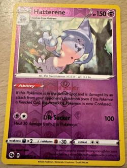 Pokemon TCG Hatterene 020/073 Champion's Path Reverse Holo Rare Card - Image 1