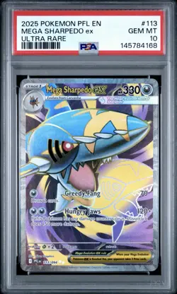 PSA 10 Mega Sharpedo ex 113/094 Phantasmal Flames Ultra Rare Full Art English - Image 1