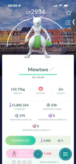 Pokemon Go Shiny Legendary Mewtwo ( Denmark Background) - Image 1