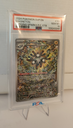 2024 POKEMON SVP SURGING SPARKS POKEMON CENTER ETB PROMO #159 MAGNETON PSA 10 - Image 2