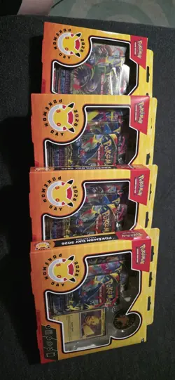 4 TCG 30th Anniversary Pokemon Day Collection Box Pikachu Promo Sealed 12 packs - Image 1