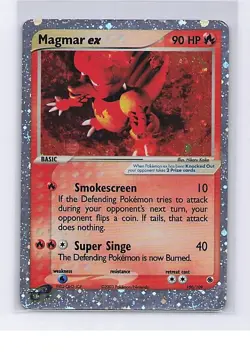 Magmar ex 100/109 Holo EX Rare Ruby & Sapphire Pokemon Holo Heavily Played - Image 1