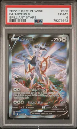 2022 POKEMON SWORD & SHIELD BRILLIANT STARS #166 FULL ART/ARCEUS V PSA 6 - Image 1
