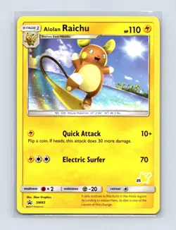 Alolan Raichu (#25 Pikachu Stamped) SM65 Promo Battle Academy Pokemon LP - Image 1