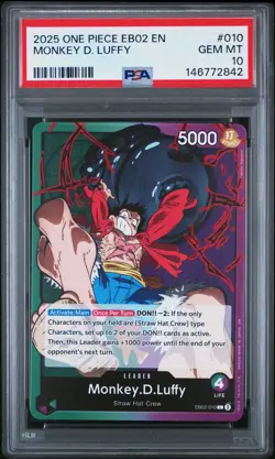 PSA 10 2025 One Piece Eb02 Extra Booster Anime 25th #010 Monkey D. Luffy - Image 1