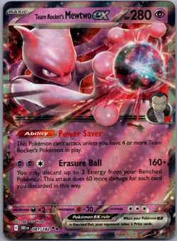 Team Rocket's Mewtwo ex 081/182 Destined Rivals Pokemon TCG Holo Double Rare NM - Image 1