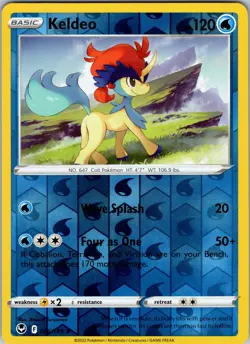 Pokemon TCG Keldeo SWSH Silver Tempest 046/195 Reverse Holo Rare Card NM - Image 1