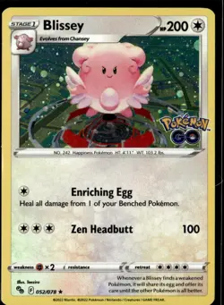 Pokemon Blissey 052/078 Pokemon Go Cosmos Holo Rare - Image 1
