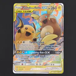 Pokemon TCG Card Raichu & Alolan Raichu GX 54/236 Unified Minds Tag Team - NM - Image 1
