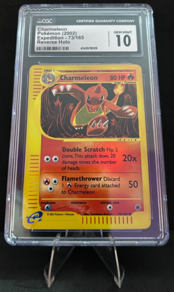 2002 POKEMON EXPEDITION BASE SET 73/165 CHARMELEON REVERSE HOLO CGC 10 - Image 1