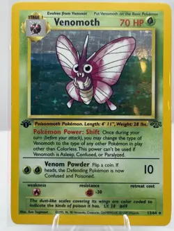 Pokemon Venomoth 13/64 1st Edition Jungle Holo Rare WOTC LP Vintage - Image 1