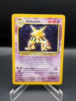 Pokemon TCG Alakazam Base Set Holo Card 1/102 Unlimited Rare LP - Image 1