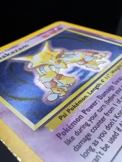Pokemon TCG Alakazam Base Set Holo Card 1/102 Unlimited Rare LP - Image 3