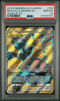 Pikachu & Zekrom GX 162/181 Full Art Team Up Tag Team Pokemon English PSA 10 GEM - Image 1