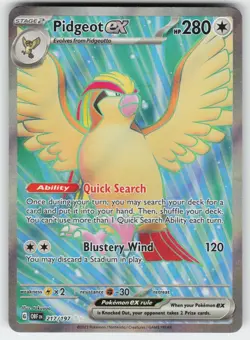 Pidgeot ex 217/197 Ultra Rare Obsidian Flames Pokemon Near Mint - Image 1