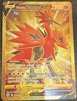 Pokemon TCG Galarian Zapdos V Swsh09 Brilliant Stars Secret Rare Full Art Holo - Image 2